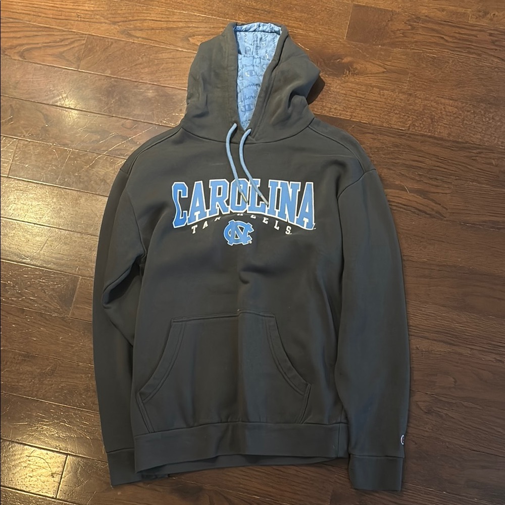 Champion Gray Hoodie with Blue Accents